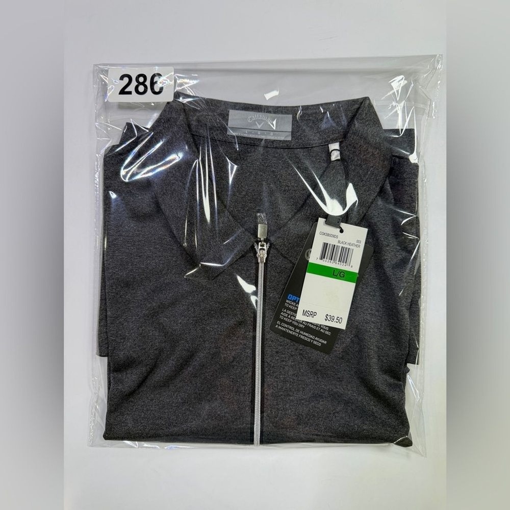 NWT Callaway Women Large Gray Black Heather Zip Collar Golf Polo Activewear - Picture 8 of 8